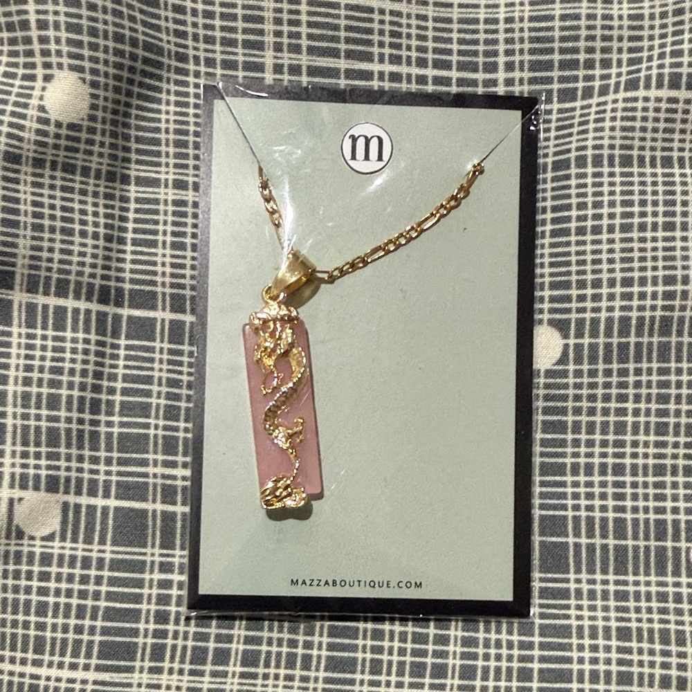 Gold and Pink Pendant Necklace